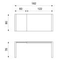 Tavolo Allungabile 122/182x80x76 cm in Metallo con Top in Vetro Grigio
