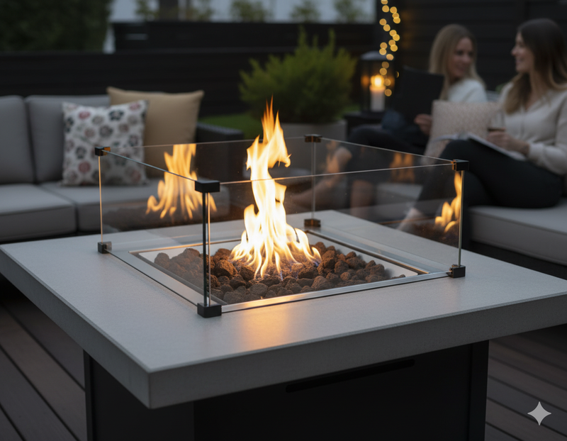 Bruciatore a Gas GPL da Incasso Effetto Camino 46x46x20 cm 9,7 kW in Acciaio Italkero Square