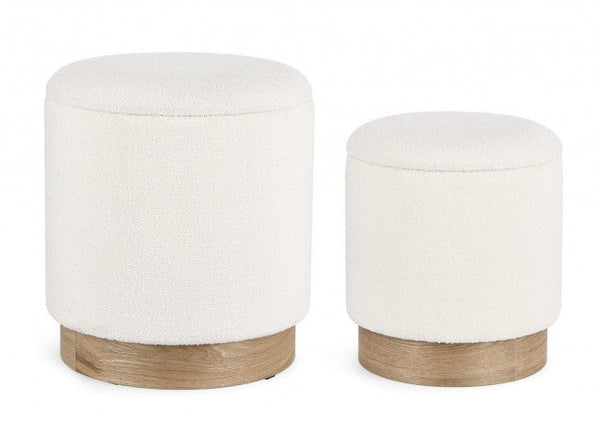 Set 2 Pouf Contenitore Zoya Bianco sconto