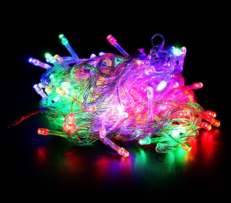 Minilucciole natalizie 100 led multicolor cavo trasparente 6 metri