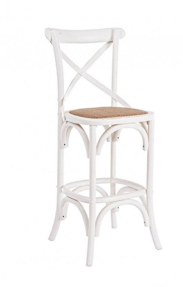 Sgabello Bar Cross Bianco in Legno sconto