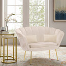 Divano salotto 122x73x78 cm 2 Posti in Velluto Seduta a Conchiglia Lola Beige