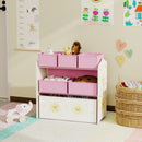 Scaffale Portagiochi 63x30x66 cm a 3 Livelli 6 Cesti in Tessuto Non Tessuto Rosa      