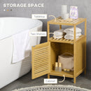Mobiletto Bagno Armadietto con Anta 33x36,5x67 cm in Bambù a Doghe Naturale 