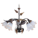 Lampadario 5xE14 Montatura Marrone Ramato Vetro Bianco Sfumato Ambra E-Energy Giulia