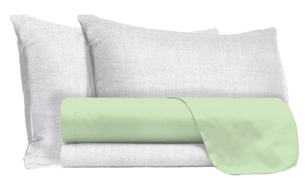 Set Lenzuola Sopra Sotto e Federe in Cotone Pistacchio Varie Misure online