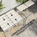Pergola Addossata 3x4 m con Tetto Retrattile Scorrevole e Fori di Drenaggio Bianco Crema      