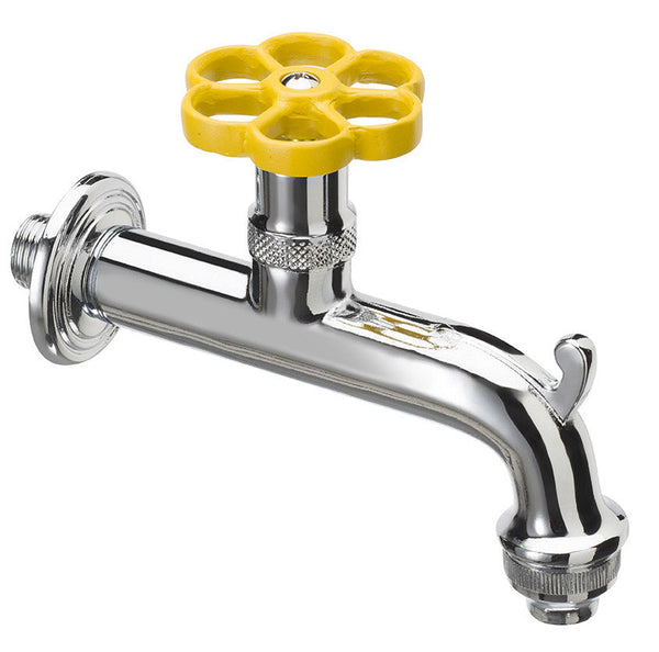 prezzo Rubinetto per Fontana da Giardino in Ottone Cromato con Ghiera in Tinta Belfer RUB/018 Giallo