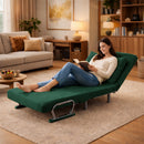 Poltrona Letto Reclinabile Chaise Lounge con Seduta Imbottita Convertibile in Velluto a Coste Verde