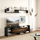 Mobile TV Ripiani e Armadietto a Ribalta con Mensola a Muro 153,6x25x42 cm Nero e Marrone 