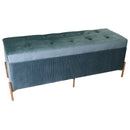 Panca Contenitore 115x40xh45 cm in Tessuto Velluto Verde Salvia