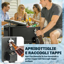 Carrello Frigo  91x39x84,5 cm Capacità 76L con Ripiano Apribottiglie e Raccoglitore Tappi in Plastica e Acciaio Nero      