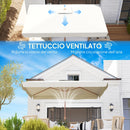 Ombrellone da Giardino 2x3 m con Apertura a Manovella Inclinabile e Anti UV 50+ Crema      