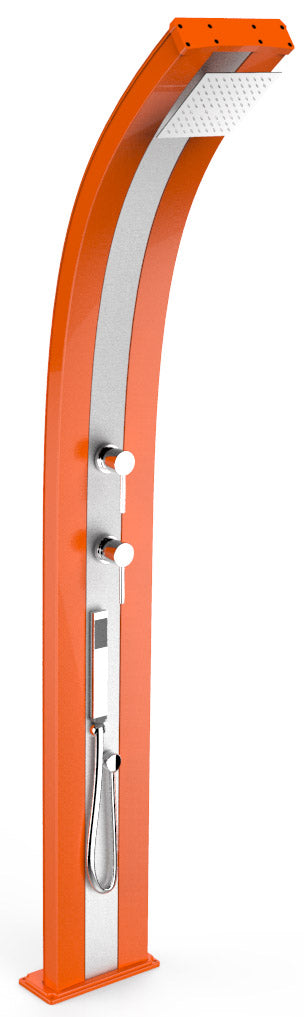 Doccia Solare da Esterno Giardino 40L Miscelatore e Doccetta Mobile Arkema Dada Fascia Inox Arancio acquista