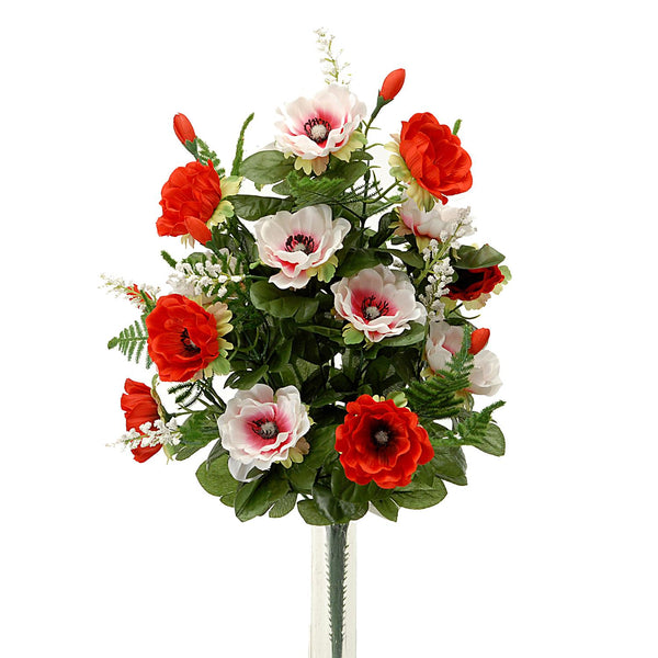 Set 2 Bouquet Artificiale Composto di 14 Fiori Artificiali di Anemone Altezza 46 cm Rosso online