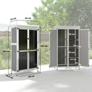 Armadio da Giardino 94x43x166 cm con Ripiani Rimovibili e Porta Bloccabile in Legno e Acciaio Bianco e Nero      