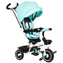 Passeggino Triciclo 100x48x106 cm con Sedile Girevole 360° Verde