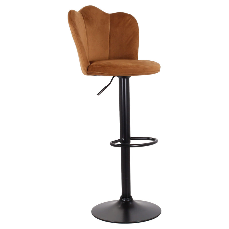 Set 2 Sgabelli 38x38x60/80 cm in Velluto Base Nera Cammello