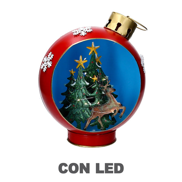 prezzo Sfera Natalizia in Metallo renna con Led rosso cm 25x30xh40