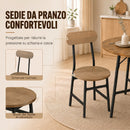 Set Pranzo 5 Pezzi Tavolo Ø100x77 cm e 4 Sedie 42x52x88 cm con Gambe Metallo Color Legno      