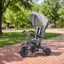 Triciclo per Bambini 6 in 1 con Maniglione di Spinta e Sedile Girevole 111,5x52x98 cm Grigio      