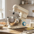Impastatrice Planetaria 4,5 L 35x22x29 cm a 6 Velocità in Acciaio Inox Plastica e Alluminio Beige e Argento      