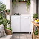 Mobile Cucina con Piano Cottura 2 Fuochi 80x60x85 cm con Piastre in Ghisa Bianco      