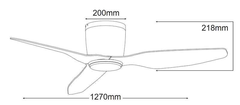 Ventilatore da Soffitto con 3 Pale in Abs Ø127 cm 3 Velocità Martec Flush Bianco