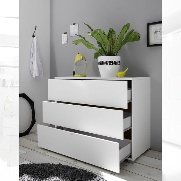 prezzo Comò Ottica 3 cassetti bianco laccato opaco