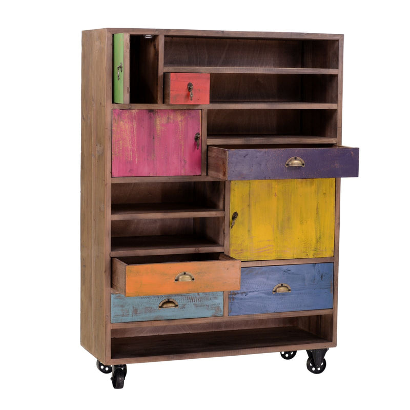 Libreria in Legno di Cedro Multicolor