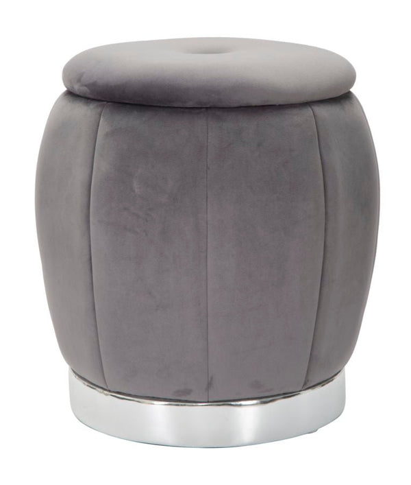 Puff Contenitore Paris Ø43x43 cm in Legno Spugna e Poliestere Grigio e Argento online
