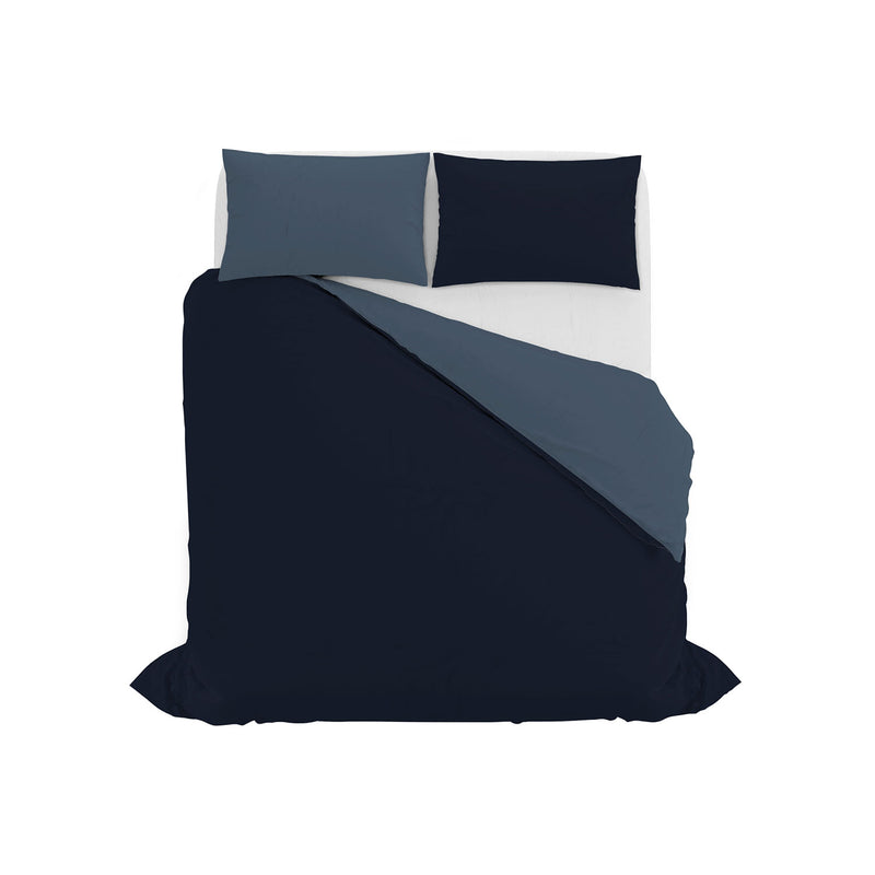 Copripiumino con Sacco e Federe in Tinta Unita Double Face Linea Zoe Blu Mare e Blu