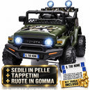 Macchina Elettrica per Bambini Fuoristrada Toyota Fj Cruiser 12V Telecomando Ruote in Gomma e Sedile in Pelle Verde Militare