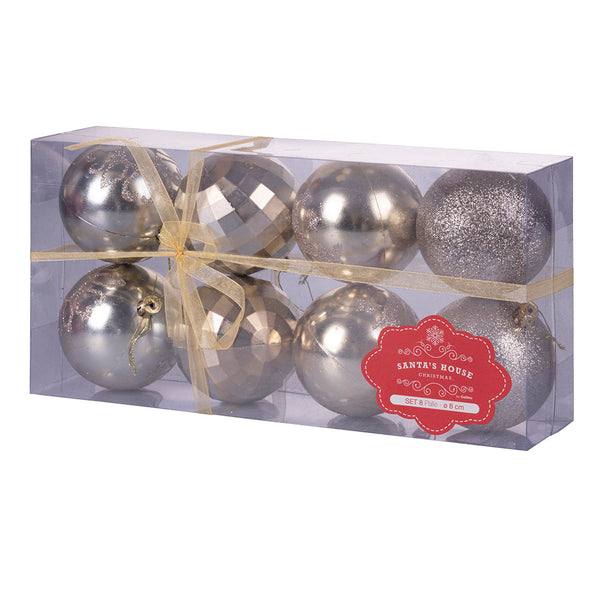 Set 8 Palle di Natale Ø8 cm in Plastica Champagne sconto