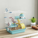 Gabbia per Criceti a 3 Livelli 34,5x27,5x41 cm 12 Tubi con Casetta Rampa e Accessori in Metallo e Plastica Grigio      