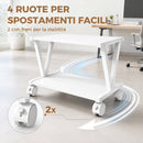 Supporto Stampante 44x28x32 cm con 2 Ripiani e Ruote in Truciolato Bianco      