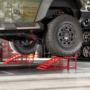Set di 2 Rampe per Auto 83,5x30,5x27 cm Antiscivolo in Acciaio Rosso      