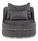 Poltrona Paris Space Grigio/Argento Ø84x72 cm in Legno e Spugna Grigio