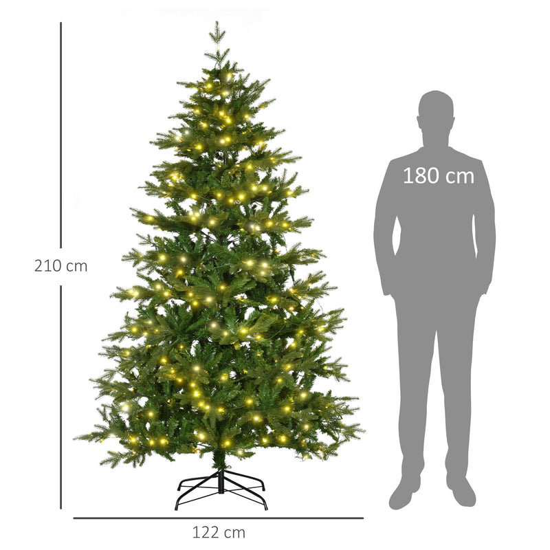 Albero di Natale Artificiale H210 cm 1914 Rami con Luci LED Verde