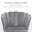 Poltrona Imbottita 66x72x79 cm in Velluto Grigia