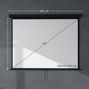 Telo per Proiettore 84" Formato 4:3 Angolo di 160° e Montaggio a Soffitto o Parete Nero      