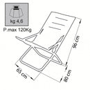 Sdraio Canapone 65x80x38/96 h cm in Acciaio Telo Oxford Blu