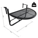 Tavolino Sospeso da Balcone Regolabile in Ferro Nero 60x45x50 cm 