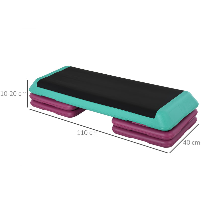 Stepper per Aerobica 110x40x20 cm Antiscivolo e Regolabile su 3 Livelli in Plastica Multicolore   