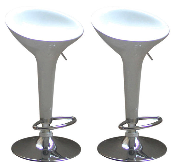 Set 2 Sgabelli con Alzata a Gas e Seduta Girevole in ABS Boston Bianco Lucido acquista