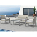 Set Salotto da Giardino Divano + 2 Poltrone + Tavolino Alicante Bianco