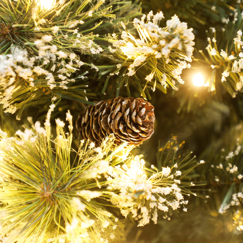 Albero di Natale Piccolo Innevato 60 cm  64 Rami e Pigne con 35 LED      