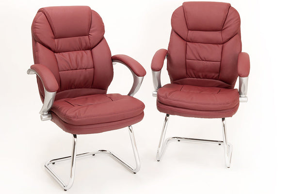 acquista Coppia di Sedie Poltroncine Visitatore in Similpelle da Ufficio Bozzini Roger Bordeaux