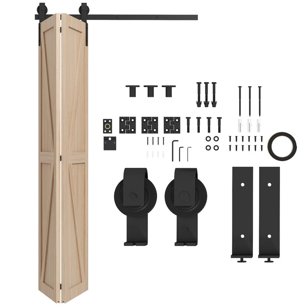 online Kit Porta Scorrevole a Libro 122x0.5x4 cm con Binario e Cerniere in Acciaio al Carbonio Nero