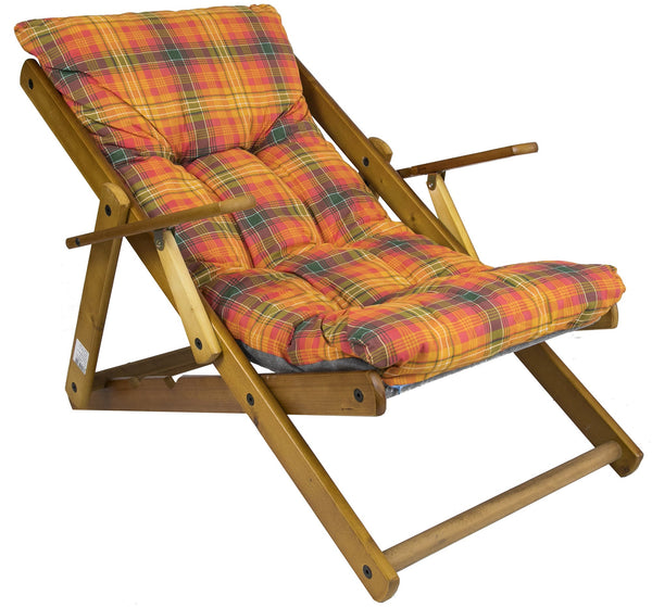Poltrona Relax 3 Posizioni in Legno con Cuscino Imbottito Rosso prezzo